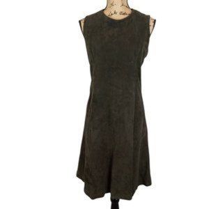 Mario Vittorio Green Suede Leather Career Shift Dress - N677